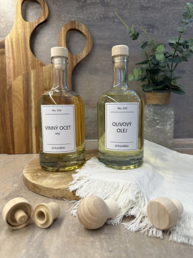 Čirá skleněná láhev s dřevěnou zátkou - objem 500 ml - Varianta: s dřevěnou zátkou
