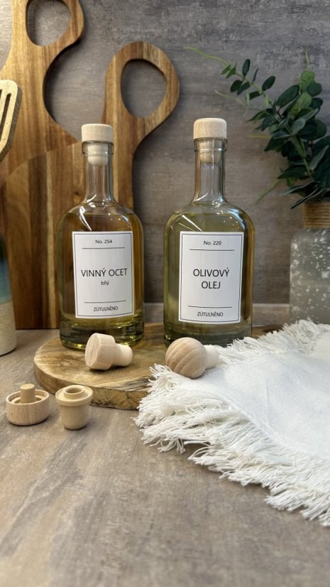 Čirá skleněná láhev s dřevěnou zátkou - objem 500 ml - Varianta: s dřevěnou zátkou