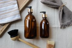 Hnědá skleněná lahvička s výběrem uzávěru - objem 250/500 ml - II.jakost