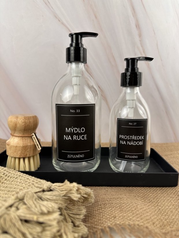 Čirá skleněná lahvička s pumpičkou - objem 250/500 ml - Velikost: 500 ml