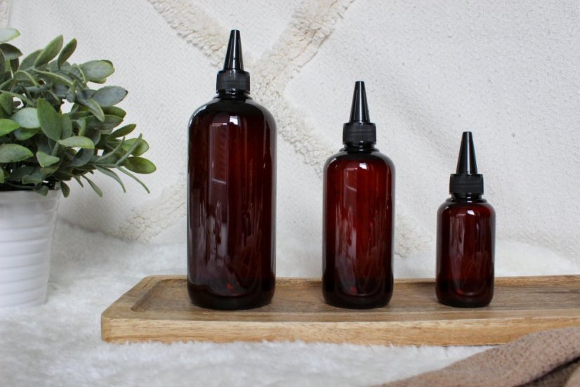 Hnědá lahvička s twist uzávěrem a víčkem - objem 100/250/500 ml - Velikost: 250 ml
