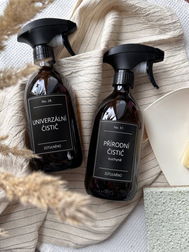 Hnědá skleněná lahvička s rozprašovačem 2 v 1 - objem 250/500 ml