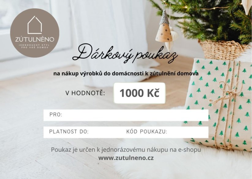 Dárkový poukaz v hodnotě 1 000 Kč - Typ: Vánoční