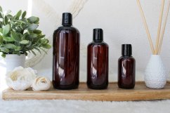 Hnědá lahvička s disc top uzávěrem - objem 100/250/500 ml