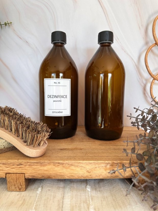 Hnědá skleněná lahvička s pojistným uzávěrem - objem 1000 ml Hnědá skleněná lahvička s pojistným uzávěrem - objem 1000 ml