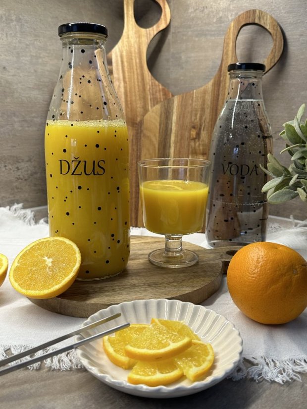 Čirá skleněná láhev se šroubovacím uzávěrem a polepem - objem 1000 ml - Varianta: s textem, Text: Limonáda