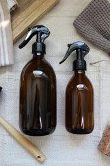 Hnědá skleněná lahvička s rozprašovačem - objem 250/500 ml
