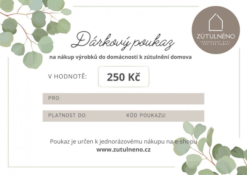 Dárkový poukaz v hodnotě 250 Kč - Typ: Klasický
