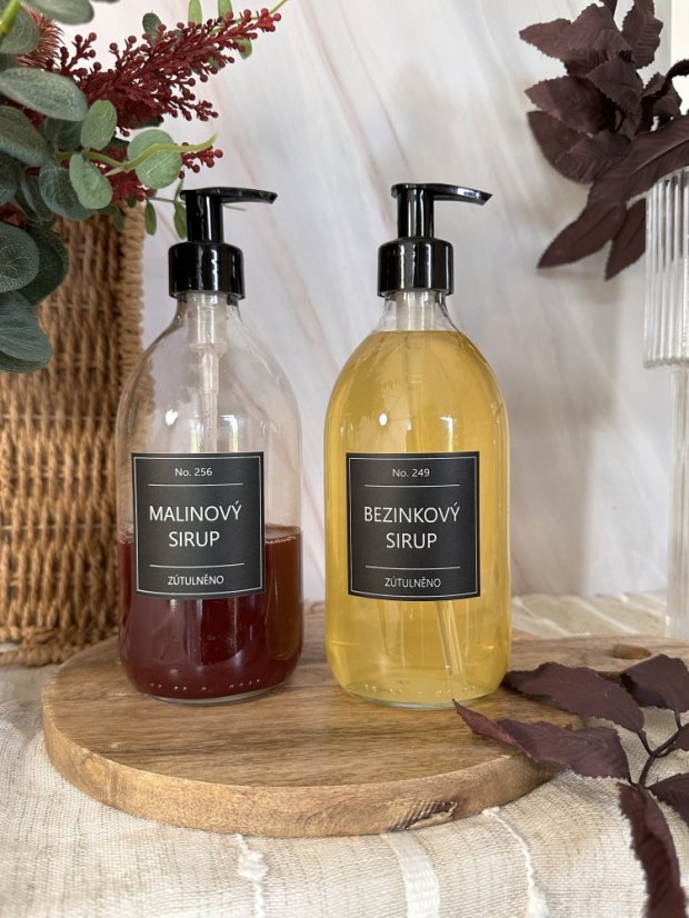 Čirá skleněná láhev na sirup - objem 250/500 ml - Velikost: 250 ml