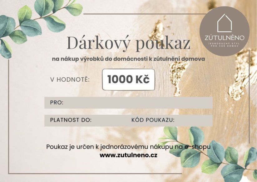 Dárkový poukaz v hodnotě 1 000 Kč - Typ: Vánoční