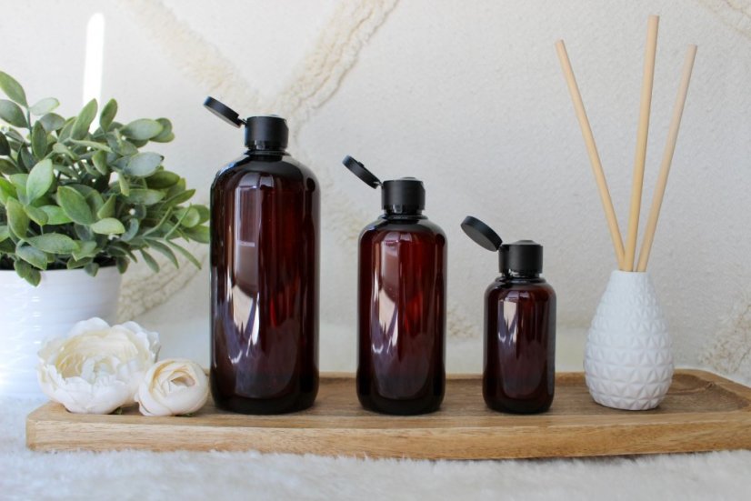 Hnědá lahvička s otevíracím víčkem - objem 100/250/500ml - Velikost: 100 ml