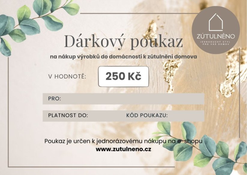 Dárkový poukaz v hodnotě 250 Kč