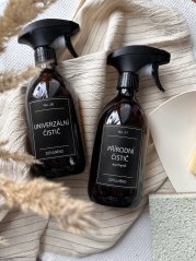 Hnědá skleněná lahvička s rozprašovačem 2 v 1 - objem 250/500 ml