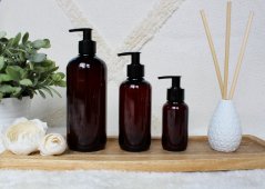Hnědá lahvička s pumpičkou - objem 100/250/500 ml