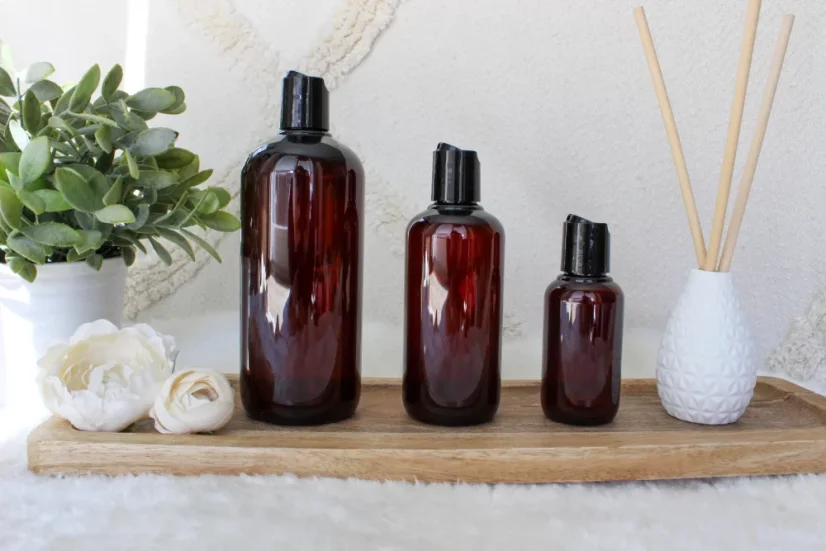 Hnědá lahvička s disc top uzávěrem - objem 100/250/500 ml - Velikost: 250 ml