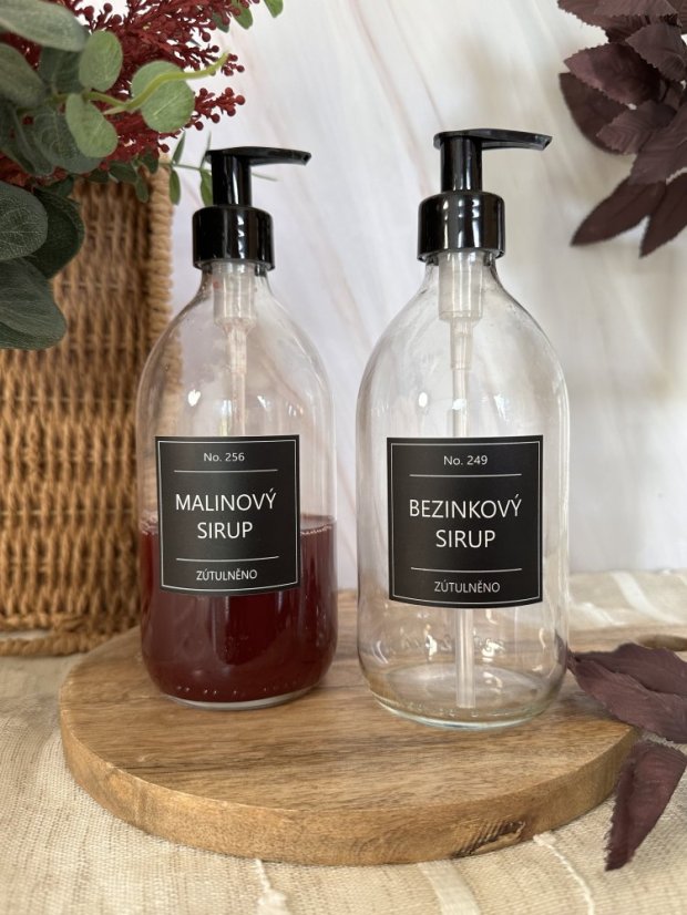 Čirá skleněná láhev na sirup - objem 250/500 ml - Velikost: 250 ml